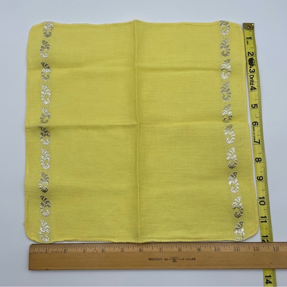 Vintage Kitchen Vintage Napkin Placemat Set Cloth Yellow Silver Cotton Linen Poshmark